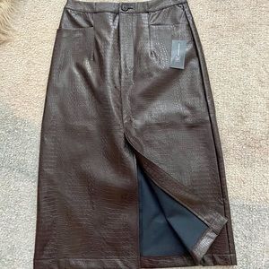 Brown vegan leather skirt